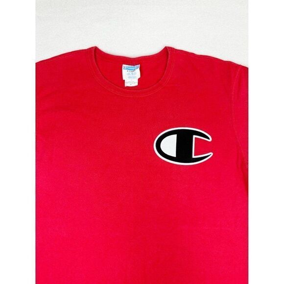 Vintage 90s Champion T-Shirt Red XL Big Logo - Picture 1 of 7